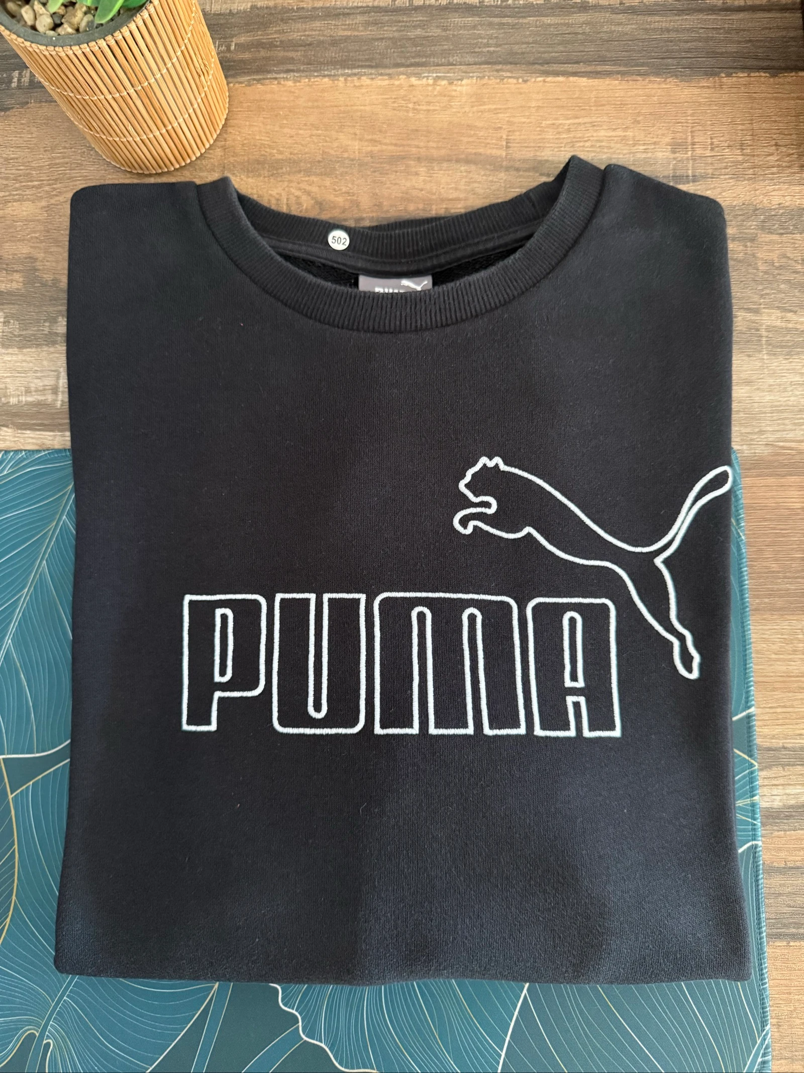 Puma Sweat Homme Noir Taille L – Grand Logo – Très Bon État – photo 3